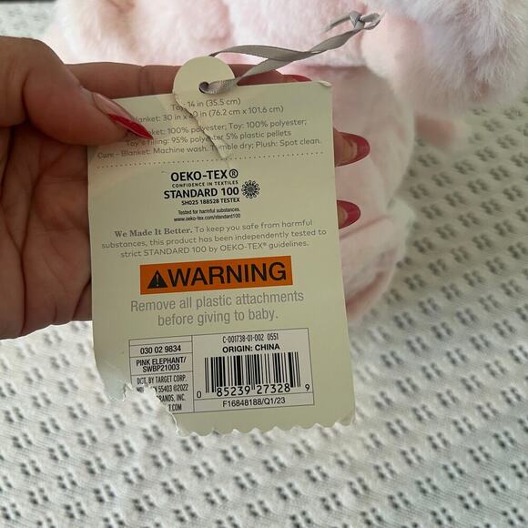 Cloud Island Baby Blanket Pink Elephant Plush Gift Set Newborn Baby Cute - Picture 5 of 5